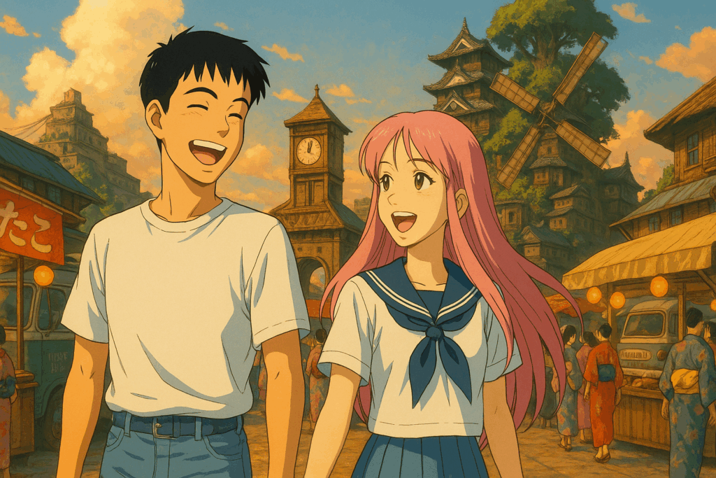 夏祭りのデートの風景